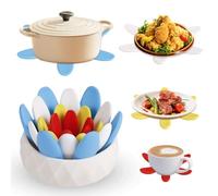 4-Pack Succulent Silicone Coasters - Heat Resistant Non-Slip Drink Holders, Colorful Cactus Coaster Set for Home Decor, Kitchen, Office Desk, Unique Gift for Plant Lovers