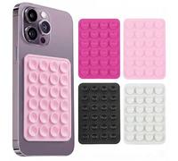 4-Pack Suction Phone Holder, 8x5.5cm with 24 Suction Cups Sticky Phone Grip for Glass, Mirror, Tile Phone Accessories for iPhone & Android - Black, White, Pink, Magenta