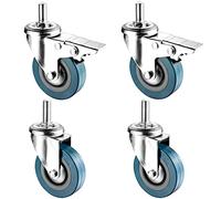 4 Pack Swivel Caster Wheels 2.5in 3 In Threaded Stem Casters M10 M12, Silent Castor With Dual Locking Brakes Moving Silent Shock Absorption, Swivel Caster Wheel For Furniture