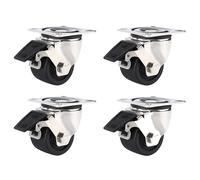 4 Pack Swivel Furniture Casters Heavy Duty Wheels with Locking Mechanism for Metal Shelves Easy to Push & Pull Durable Rolling Castor Wheels for Cabinets & Carts