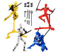 4 Pack T13 Action Figure, 4 Colors Assemble t13 Models, DIY Pose Stand Titan 13 Action Figures, Lucky T 13 Figures, Dummy 13 Boys Toys, Smooth Movable Joints Robot Titans Man Teens Gift