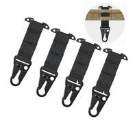 4 Pack Tactical Gear Clip T-Mount Molle Clip Molle Bag Clip Tactical Clash Hook Hanging Carabiner, MOLLE Webbing Belt Clip with HK Hook for Tactical Backpack Vest Belt Black