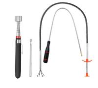 4 Pack Telescoping Magnet Pick-up Tool Set - Retrieving Pickup Tools,Extendable Pick Up Tools,Bendable Spring Magnet Stick,Flexible Extra Long Reach Bendable Curve Grabber with 4 Claws