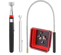 4 Pack Telescoping Magnet Pick-up Tool Set with Magnetic Parts Tray, Extendable Magnetic Pick Up Tools & Flexible Bendable Spring Magnet Stick Pickup Tool for Man, Father, Mechanic, Handyman