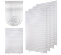 4 Pack Temporary Blackout Blinds, Stick on Curtains Printing Blackout Blinds No Drill Blinds Blackout Curtains for Home Bedroom Bathroom Windows (White, 60W x 150H cm)