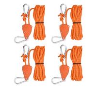 4 Pack Tent Camping Cord 6mm, Tents Guy Ropes, Reflective Guide Rope with Aluminum Tensioners Adjuster for Camping Hiking Awning (Orange)