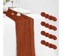 4 Pack Terracotta Cheesecloth Table Runner 21 x 120 Inch Rustic Gauze Fabric Table Runner Romantic Long Cheesecloth Table Runner For Weddings, Festivals, Anniversarie, Dinner, Outdoor Parties