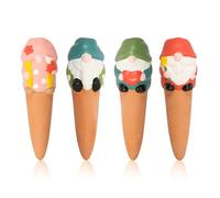 4 Pack Terracotta Plant Watering Spikes, Garden Gnome Self Watering Globes for Indoor Plant Automatic Slow Release Clay Water Dispenser, Holiday Automatic Plant Waterer for Houseplants(gnomes)