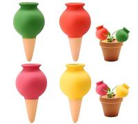 4 Pack Terracotta Plants Watering Globes, Self-Watering Spikes Watering Indicator Globes for Indoor Outdoor Plants, Plant Watering Device Effortless 3-5 Day