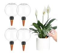 4 Pack Terracotta Watering Spikes - Self Watering Globes for Plants, Automatic Drip Irrigation System, Plant Water Devices Feeder Stakes for Indoor & Outdoor Potted Plants