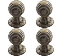 4 Pack | Textured Reeded Ball Cupboard Door Knob - 23mm Dia - Florentine Bronze Handle | Small Cupboard Door Knob - Wardrobe Cabinet Pull Handle - Suitable for Lightweight Internal Doors