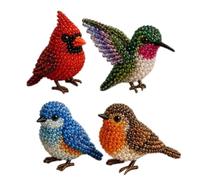4 Pack Themed 3D Beaded Animal DIY Craft Kit For Teens Adults, Complete Beginner ABS Bead Figurine Making Set, Mini Farm Forest Bird Wildlife Handmade Ornament Kit For Desk Shelf Birthday Holiday Hand