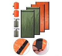 4-Pack Thermal Sleeping Bag for Camping Hiking - for Featherweight Pe Aluminum Mylar Survival Blanket 6 Ft X 3 Ft Orange/Green Reusable Outdoor Shelter