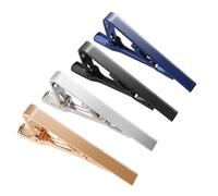 4 Pack Tie Clip for Men, Tie Clips Square Edges for Necktie Bar, Long Styles Silver Gold Black Blue Tie Pinsfor Men Business Daily Life Wedding Anniversary Father's Day Gifts