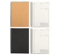 4 Pack Time Management Manual, Daily Planner Notebook To Do List Notepad 100 Pages/50 Sheets Undated Hourly Planner, Spiral To Do List Notebook Achieve Your Goals (Brown, Black)