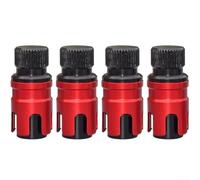 4-Pack Tire Deflation Valve System for Off-Road Use Supporting Tire Pressure Control to Improve Grip on Sandpaths and Muddy Ground Surfaces (Red)