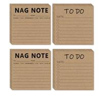 4 Pack to Do List Notepads 3x3 Inch Nag Note Sticky Notes Self-Sticky Memo Lined Pads Totally 200 Pages for Office Home and School