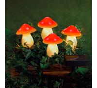 4 Pack Toadstool Solar Garden Light Ornament Warm White LED - 1.5m by Bright Garden