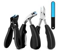 4 Pack ToeNail Clippers for Thick Toenails and Ingrown Nails-Heavy Toenail Clippers Set with Curved Cutter, Eagle Beak Clippers,Slant Tip Nail Cutter, Nail File.Set for Men with Catcher