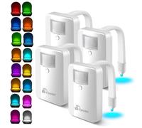 4 Pack Toilet Night Lights, 16 Color Motion Sensor Activated, Light Detection, Cool Fun Bathroom Bowl Nightlight, Unique & Funny Gifts for Men Dad Mom Women, Gag Stocking Stuffers