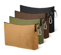 4 Pack Tool Pouch Multipurpose Tool Bag with Zipper Clip,Canvas Tool Bag Flat Bottom Storage Bags Organizer Pouch for Tools, Gadgets,Accessary, Stationary,12 x 6 Inch