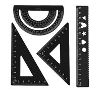 4 Pack Tools Student Rulers Set, Geometry Set Aluminum Alloy Ruler, Ruler Triangle Ruler Protractor Set, Math Ruler Geometry Tool, for Draftsman Students Engineers Design Examination Math or Painting