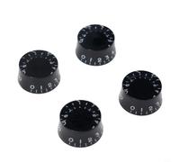4 Pack Top Hat Shape Guitar Control Knobs Compatible With Lp Electric Guitars Vintage Design Clear Center Magnified Digits Various Colors To Choose(Black)