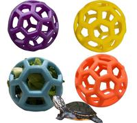 4 Pack Tortoise Treat Ball Set, Turtle Feeder Ball for Foraging Activity