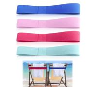 4 Pack Towel Bands for Sun Loungers, Elastic Beach Towel Bands, Windproof Sun Lounger Straps, Secure Towels on Pool, Cruise Chairs & Sunbeds, Durable Stretchable Towel Clips Holder (4 Colors)