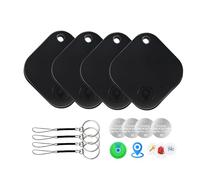 4 Pack Tracker Tag Work with Apple Find My (iOS Only), Loud Sound, Replaceable Battery, Item Finder for Keys/Luggage/Backpack/Suitcase/Wallet, Black