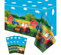 4 Pack Tractor Tablecloth Tractor Party Table Covers Farm Table Cloth Barnyard Party Plastic Rectangle Table Cover Tractor Birthday Party Decorations Farm Themed Birthday Party Supplies 86 x 51 Inch