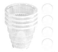 4 Pack Transparent Orchid Pots Featuring Root Control Technology with Ventilation Holes and Air Column for Optimal Root Health with Drainage Trays (12cm)