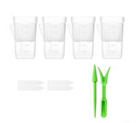 4 Pack Transparent Succulent Plant Pots with Self Watering System, Dry Wet Separation Plastic Container for Small Indoor Garden Office Desk Decor Blue(4PCS-S)