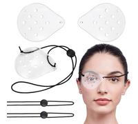 4-Pack Transparent Ventilated Eye Patches - 9 Hole Protective Plastic Eye Shield with Adjustable Strap - Breathable Post-Op Recovery Mask for Adults and Kids