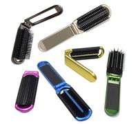 4-Pack Travel Folding Hair Brush with Mirror - Compact Pocket-Sized Styling Brush, Durable Plastic & Flexible Nylon Bristles - Ideal for Carry-On, Purse, Gym & On-the-Go Touch-Ups