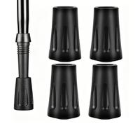 4 Pack Trekking Pole Rubber Tips, 11mm Universal Walking Stick Replacement Caps, Non Slip Reinforced Ferrules for Hiking Poles, Walking Poles, Canes and Trail Trekking