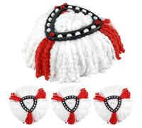 4 Pack Triangle Spin Reusable Mop Heads Replacement, Compatible with Vileda 2 in 1 Turbo Mop (Red White)