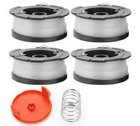 4 Pack Trimmer Spool with Cap & Spring for Black Decker Lawn Trimmer Thread Coil Set Spare Accessories, Replacement Coils With Coil Lid
