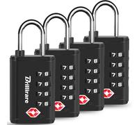 4 Pack TSA Approved Luggage Locks, 4 Digit Combination Suitcase Lock with Open Alert Indicator, Solid Waterproof Travel Padlock, Outdoor Lock for Lockers, Bags, Backpack, Gym, Gate, Anti Theft-Black
