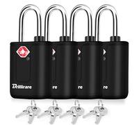 4 Pack TSA Approved Luggage Locks with Keys, Travel Padlock, Solid Waterproof Keyed Suitcase Lock Unbreakable, Outdoor Lock for Lockers, Bags, Backpack, Gym, Gate, Anti Theft-Black