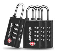 4 Pack TSA Approved Travel Luggage Locks 4-Digit, Open Alert Suitcase Combination Lock, Keyless Zipper Padlocks, TSA Accepted Compatible Padlock for Gym Locker, Golf Bag Case, Anti Theft-Black