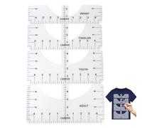 4 Pack Tshirt Ruler Guide, T Shirt Alignment Tools to Center Designs, HTV Vinyl and Heat Press Craft for Adult Youth Toddler Infant (Transparent)