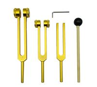 4 Pack Tuning Fork Set(128Hz, 256Hz, 512Hz) with Tuning Fork Hammer for Sound Sound Vibration Tool Without Base,Gold