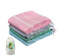4 Pack Turkish Beach Towel, Oversized 39"x71"Quick Dry Sand Free Cotton Striped Bulk Towel Vacation Essentials Pool Rravel Cruise Towels