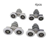 4-Pack Twin Bottom Shower Door Rollers, 19/23/25/27mm Diameter Nylon & Stainless Steel Wheels with Brass Micro-Bearings, for Curved and Quadrant Shower Doors