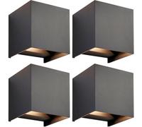 Loops 4 PACK Twin Outdoor IP44 Cube Wall Light - 2 x 5.5W CCT LED - Matt Black Loops Black