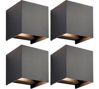 Loops 4 PACK Twin Outdoor IP44 Cube Wall Light - 2 x 5.5W CCT LED - Matt Black Loops Black