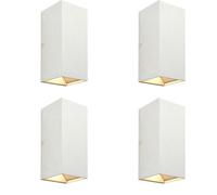 Loops 4 PACK Twin Outdoor Rectangular Wall Light - 2 x 5.5W CCT LED - Matt White Loops White