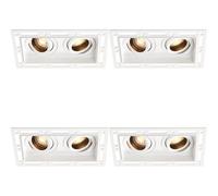 Loops 4 PACK Twin Trimless Plaster-In Downlight - 2 x 50W GU10 Reflector LED - White Loops White