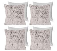 4 Pack Two Tone Faux Fur Soft Fleece Filled Cushion Covers - 45 x 45cm OHS Natural 45cm x 45cm